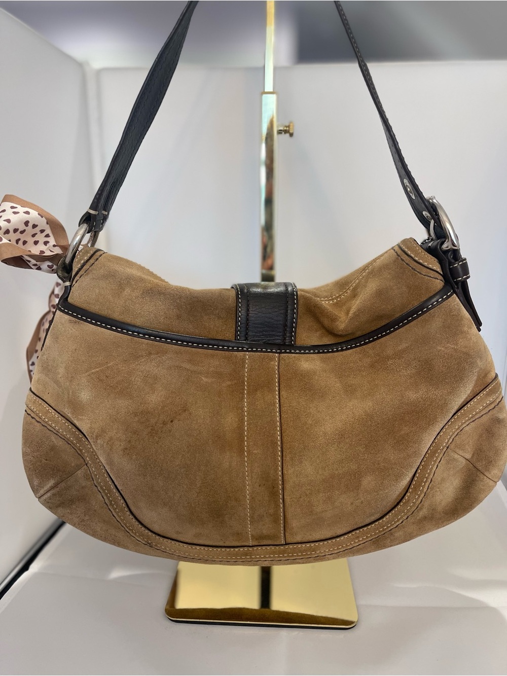 Coach Tan Suede Soho Shoulder Bag with Dark Brown Trim - Picture 4 of 16